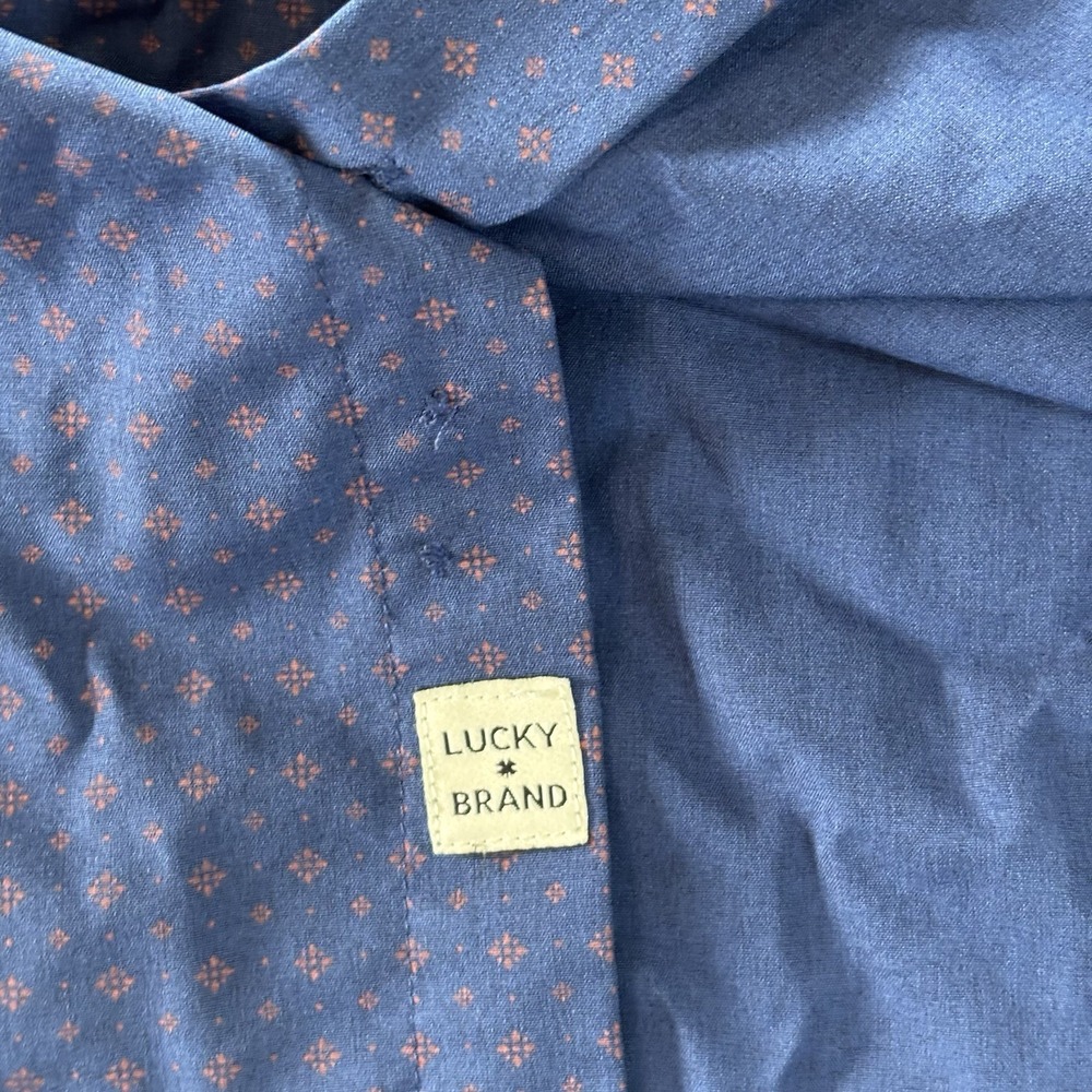 Lucky Brand 4 Way Stretch Slim Fit Dress Shirt Men Size Large Blue - Picture 10 of 13